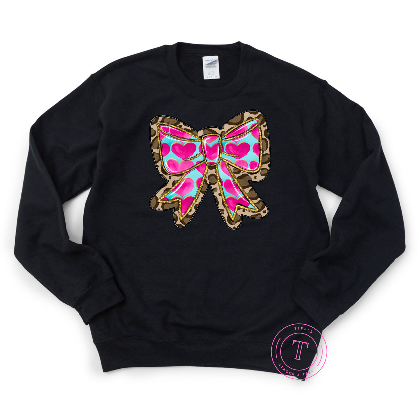 Leopard Bow with Hearts Youth