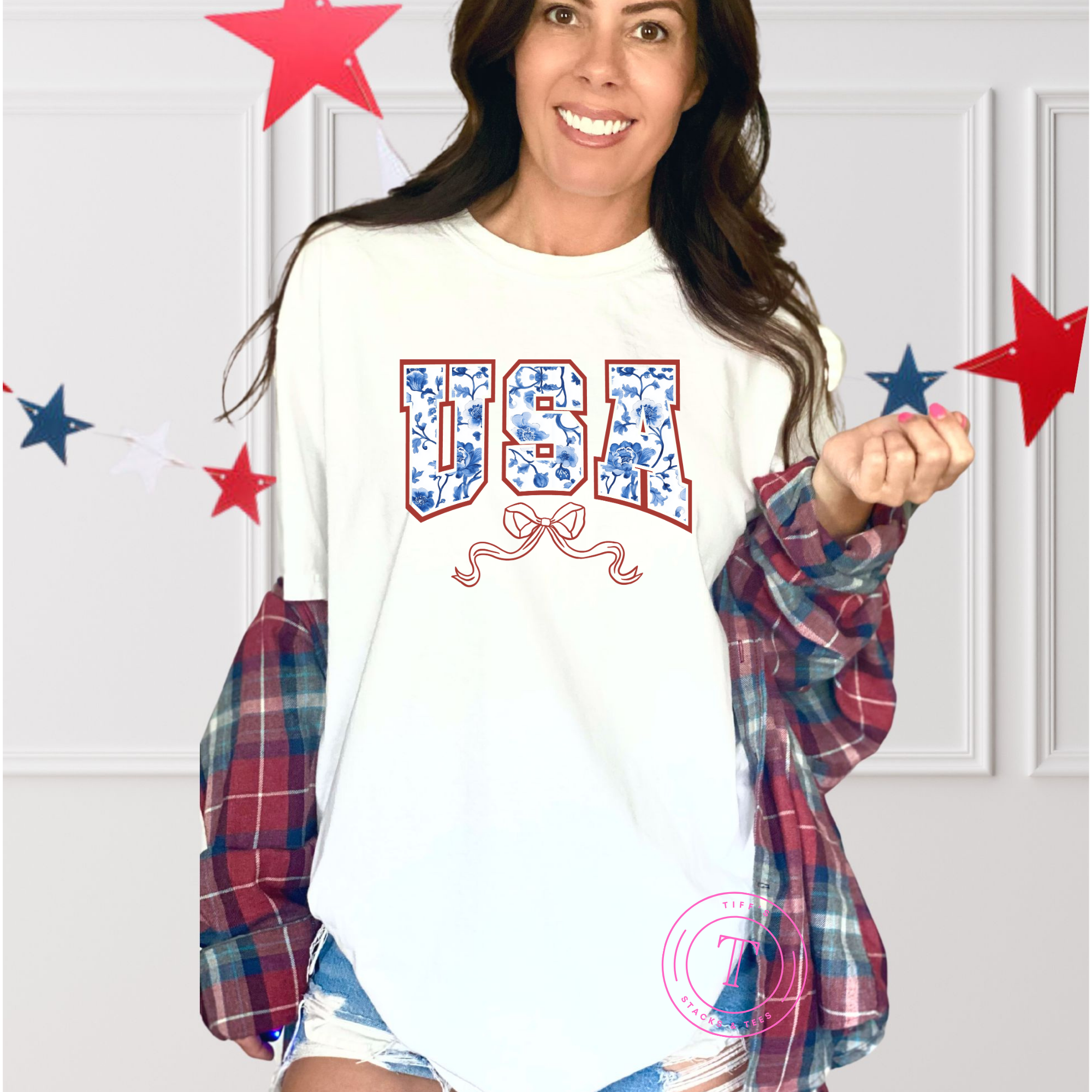 USA Blue Floral Coquette