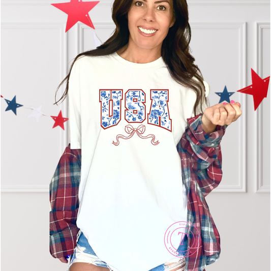 USA Blue Floral Coquette