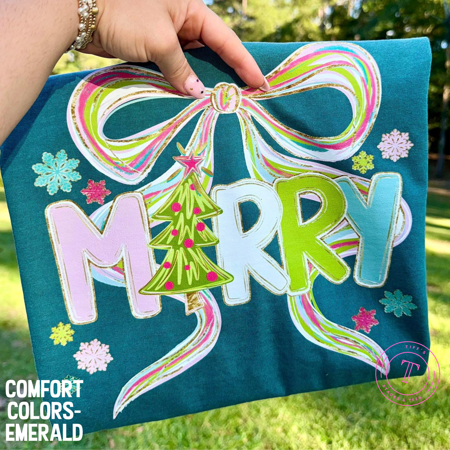 Merry Preppy Christmas Tree Coquette Bow