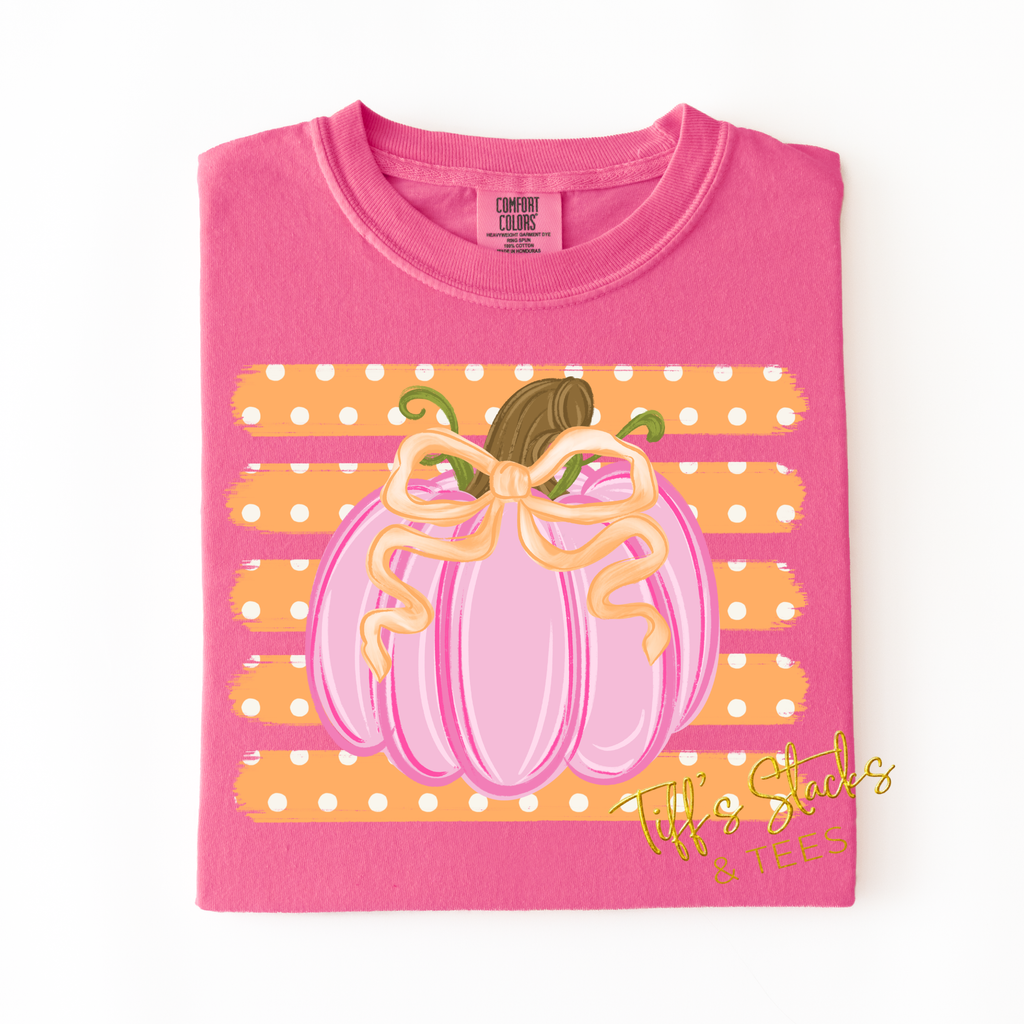NEW! Preppy Striped Orange/Pink Pumpkin Coquette Youth
