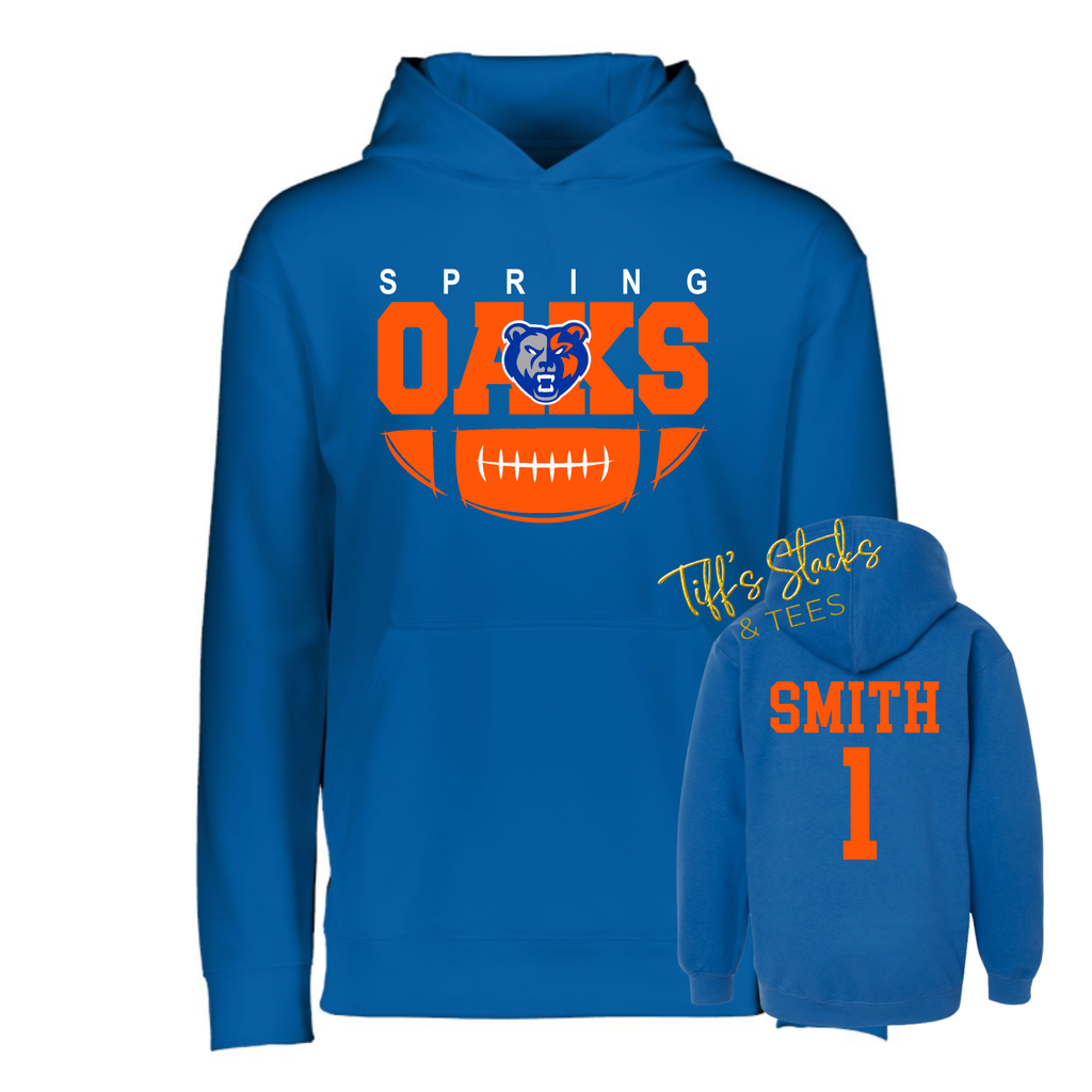 Spring Oaks Football Performance Hoodie w/ Name and # on Back Youth