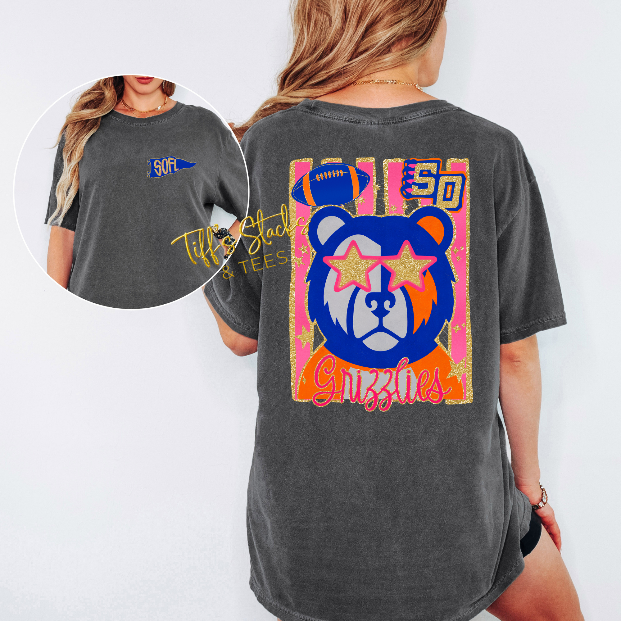 SOFL Grizzlies Folk Glitz Front & Back