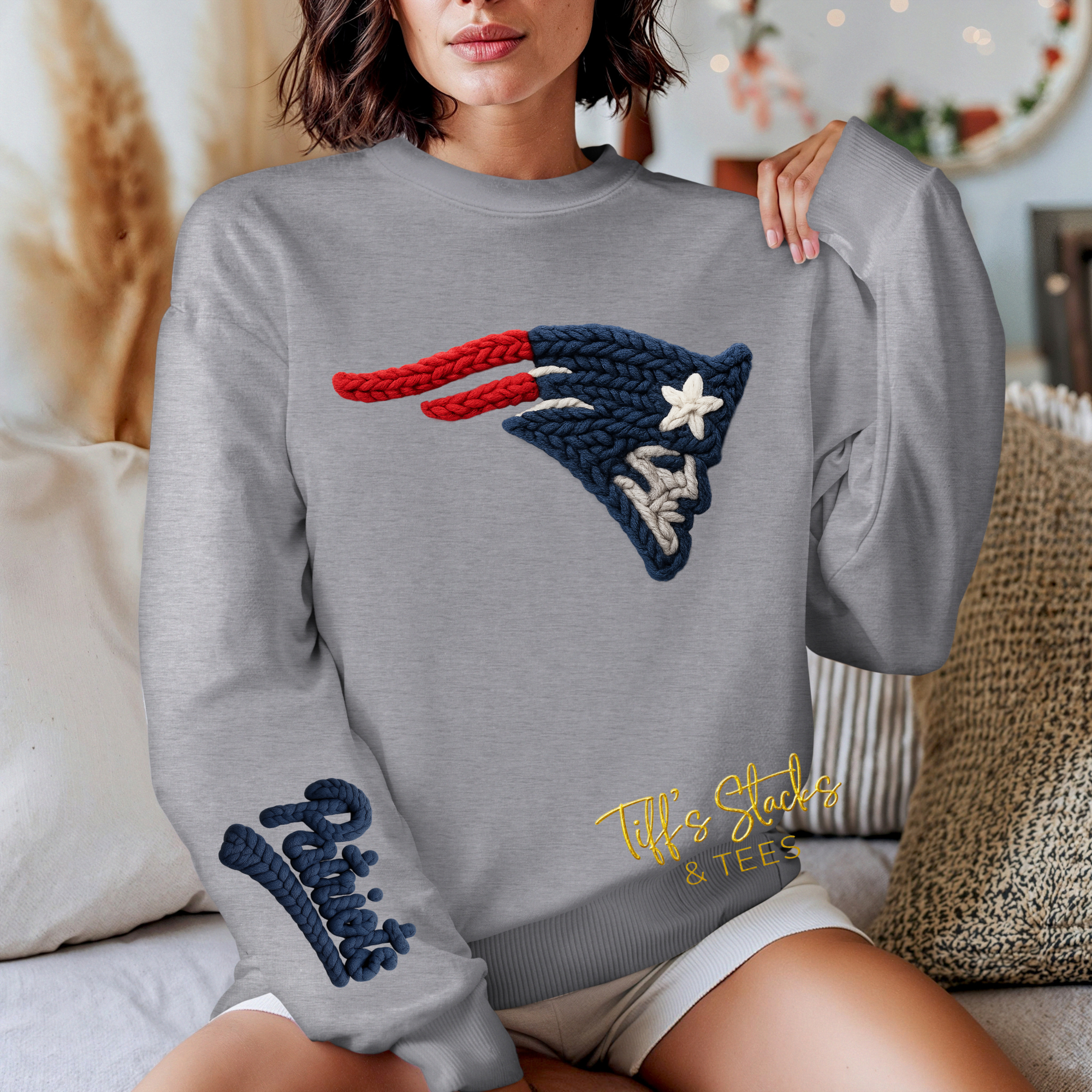 Patriots Faux Yarn w/ Sleeve Print