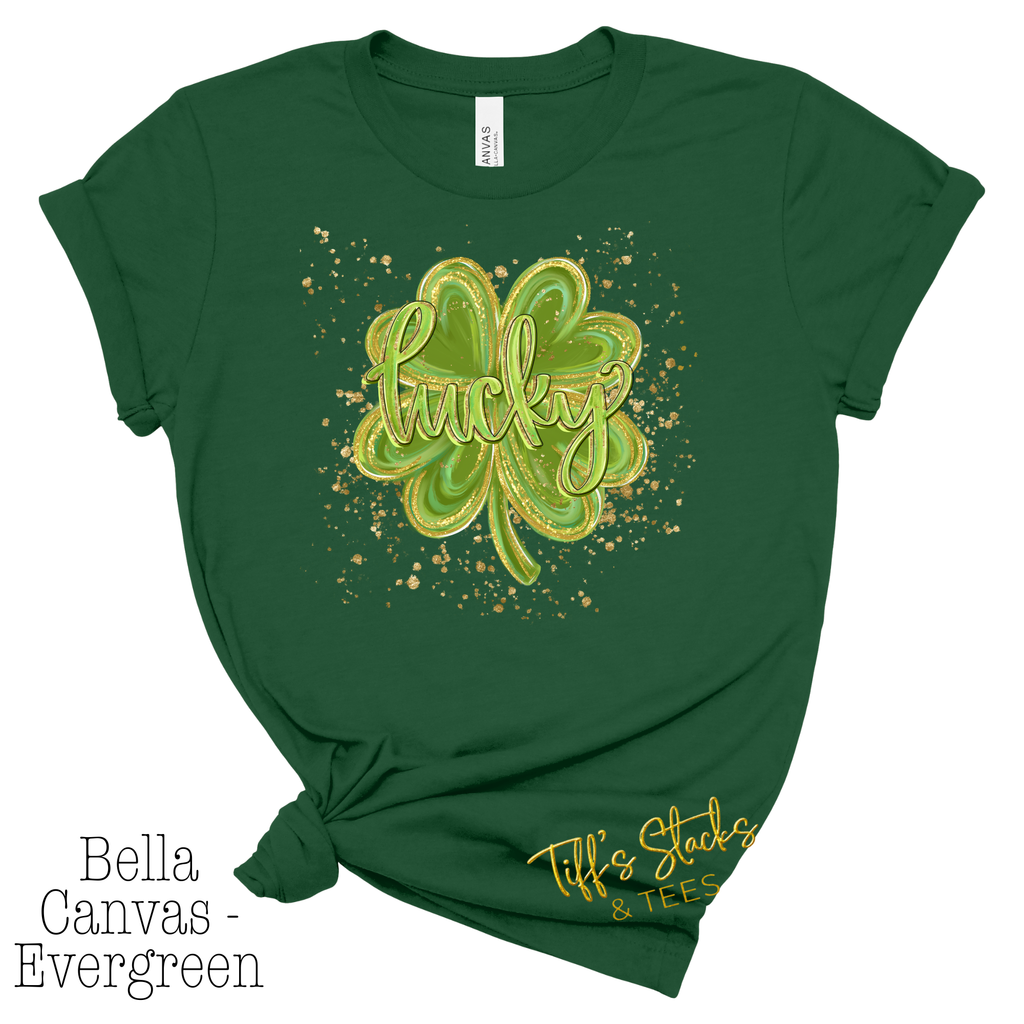 St. Patrick's Day Splatter Shamrock w/ Lucky