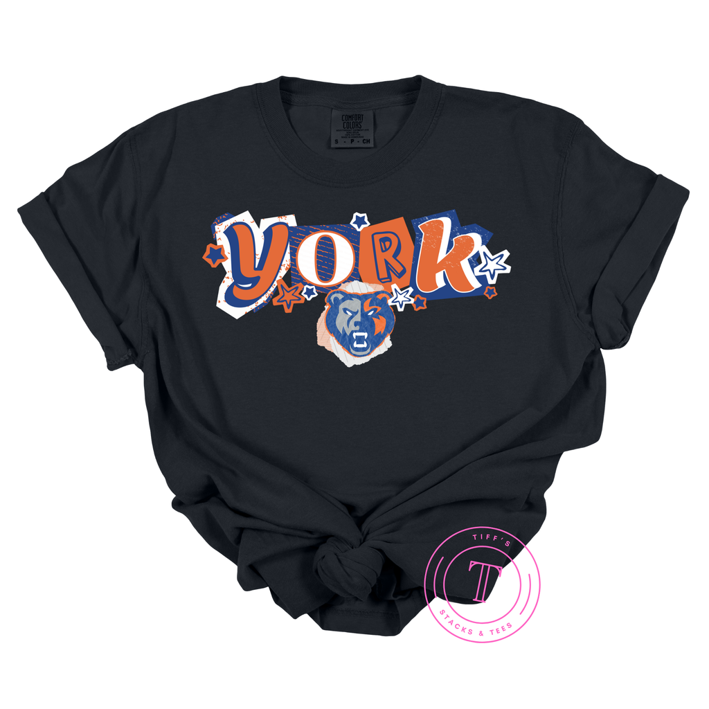 York Grizzlies Grunge Paper Collage Youth