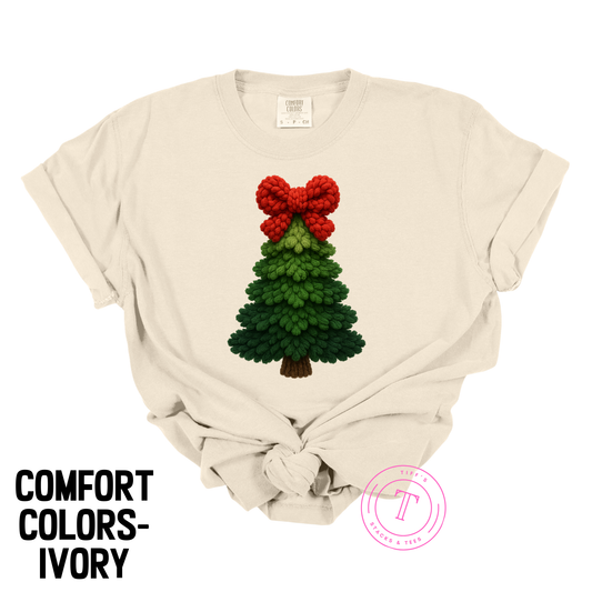 Christmas Tree w/ Red Coquette Bow Faux Tree