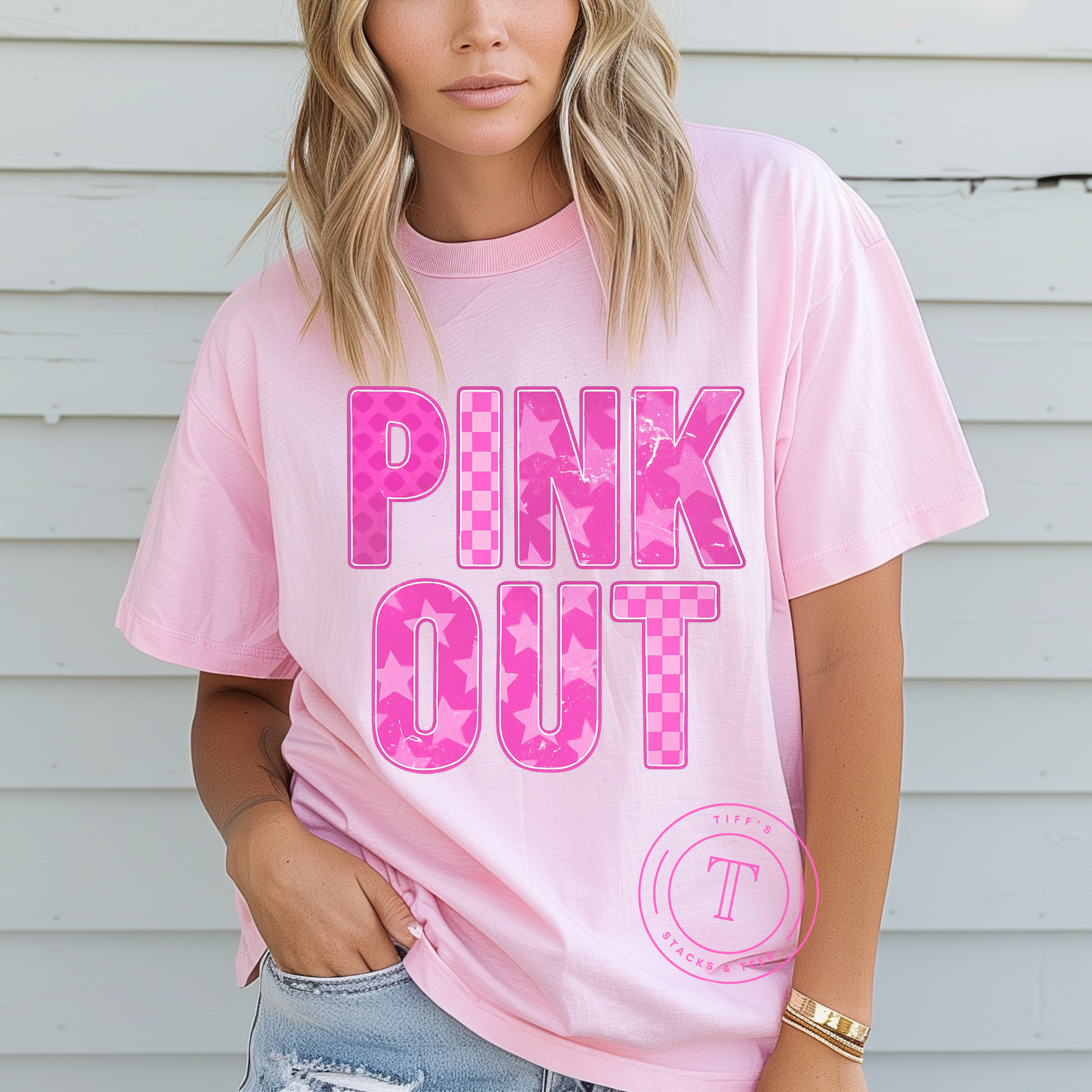 Pink Out Stars & Checkered