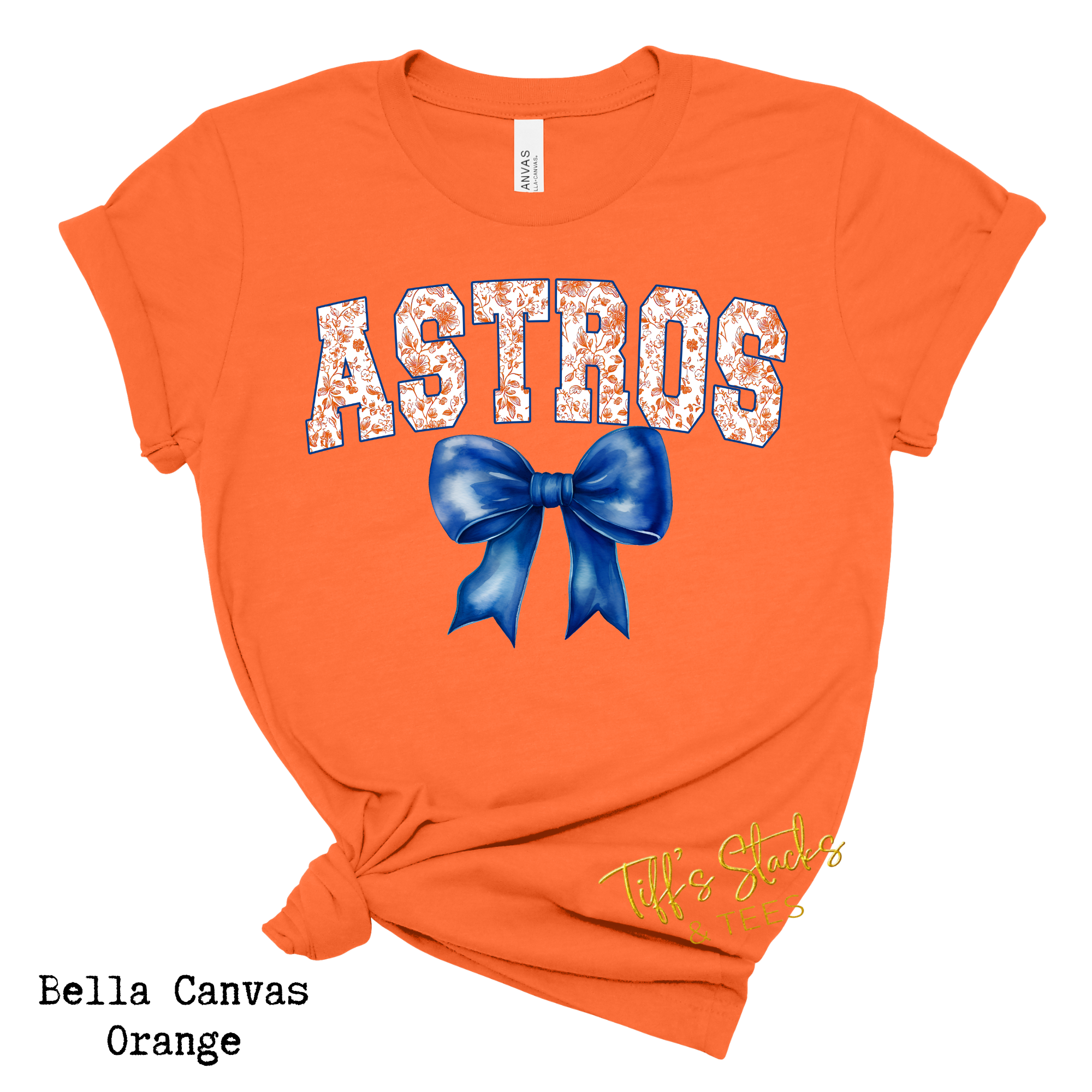 Astros Orange Floral w/ Blue Coquette Bow