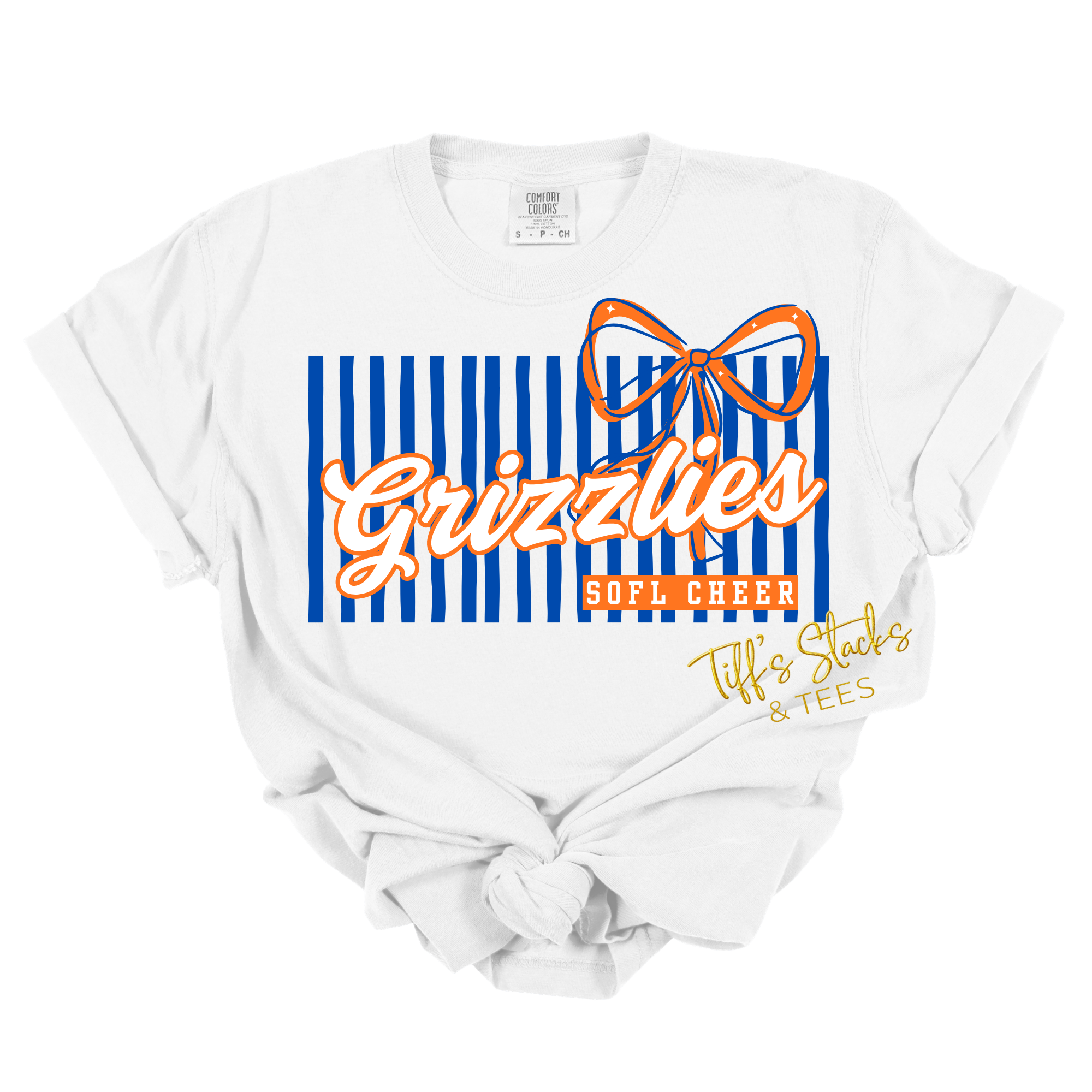 SOFL Grizzlies Cheer Striped Coquette Bow Youth