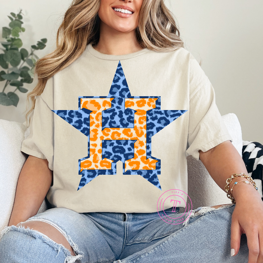 Astros Orange & Blue Leopard H