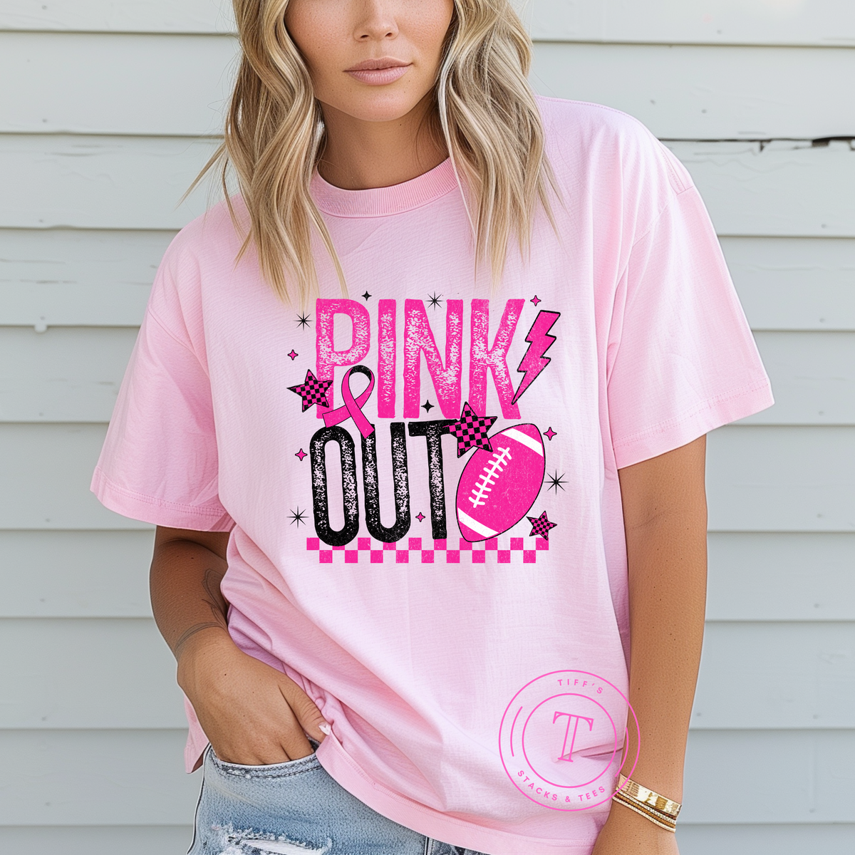 Pink Out Football Grunge
