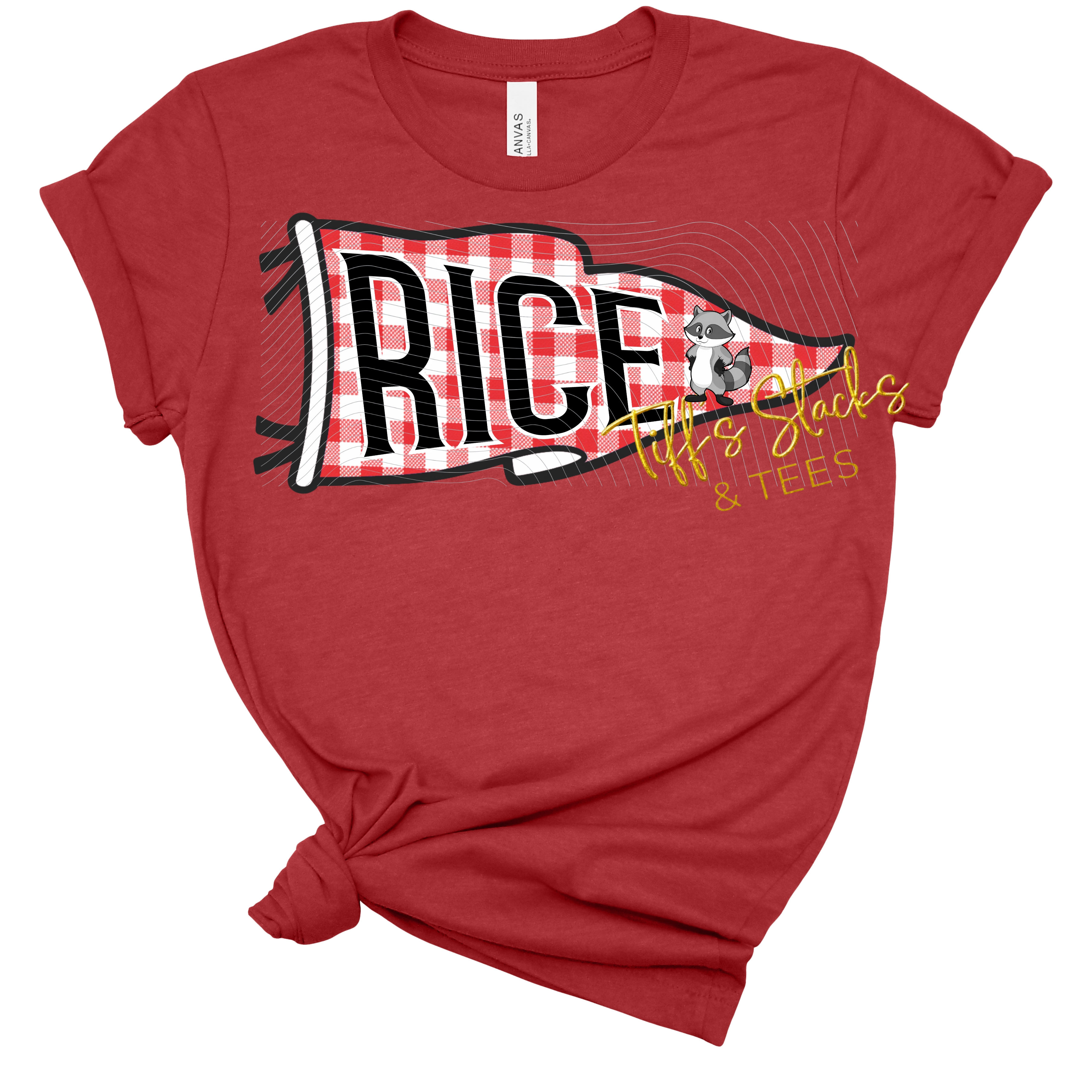 Rice Racoons Gingham Pennant