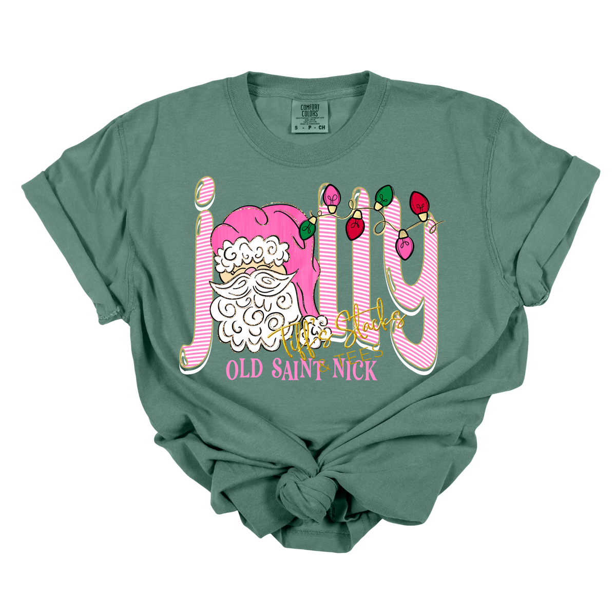 Jolly Old Saint Nick Pink Stripe