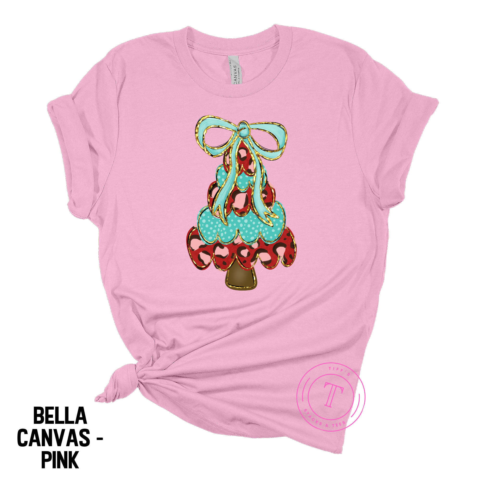 Whimsey Leopard Christmas Tree w/ Coquette Bow Youth