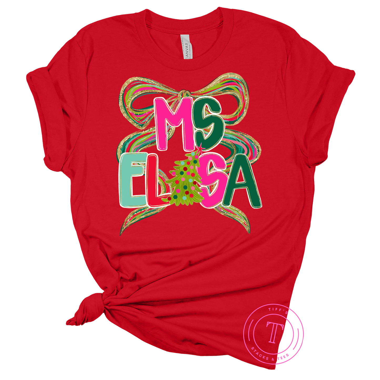 CUSTOM Christmas Preppy Name w/ Glitter