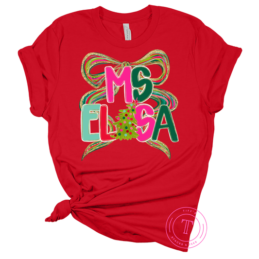 CUSTOM Christmas Preppy Name w/ Glitter
