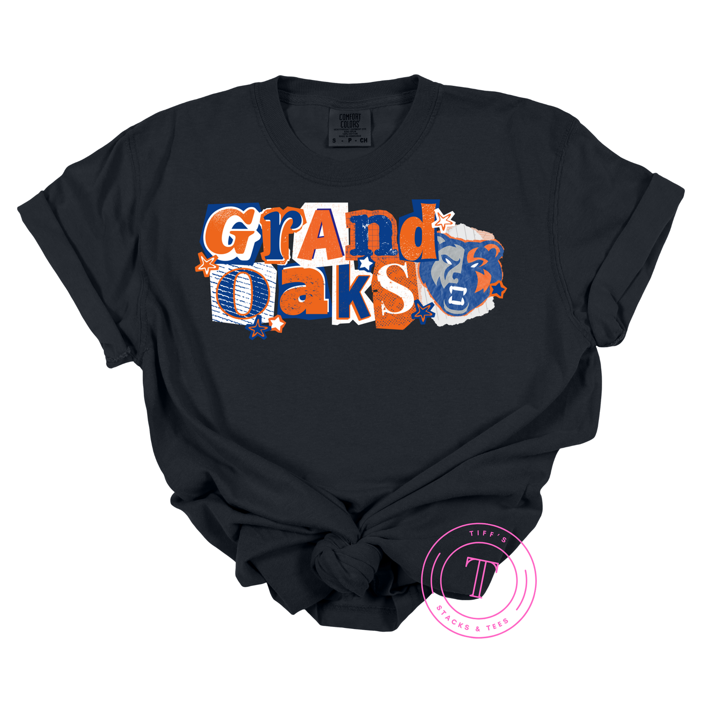 Grand Oaks Grizzlies Grunge Paper Collage Youth