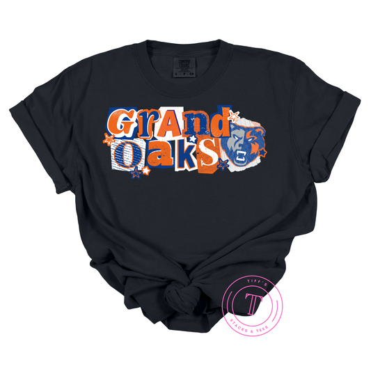 Grand Oaks Grizzlies Grunge Paper Collage Youth