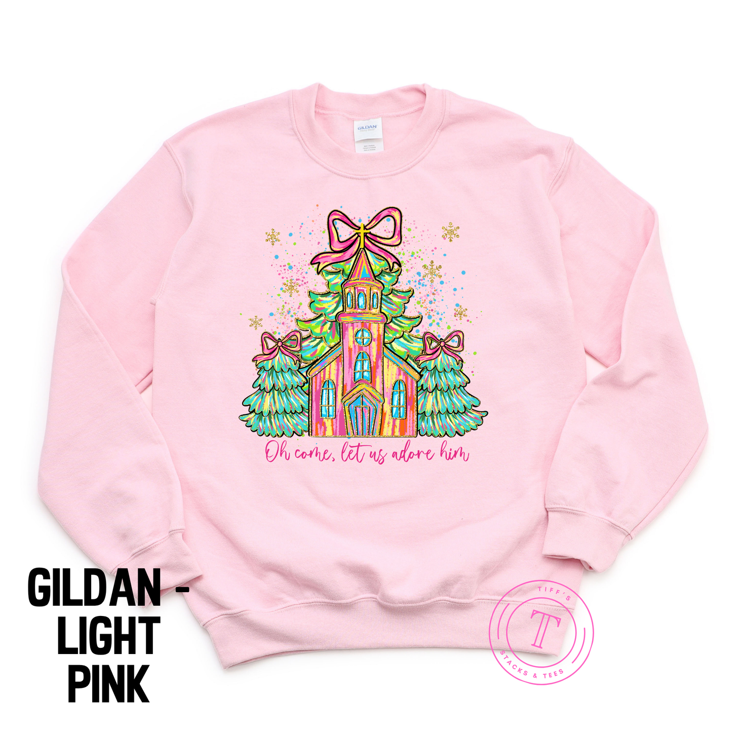 Oh Come, Let Us Adore Him Brushstroke Glitter Coquette