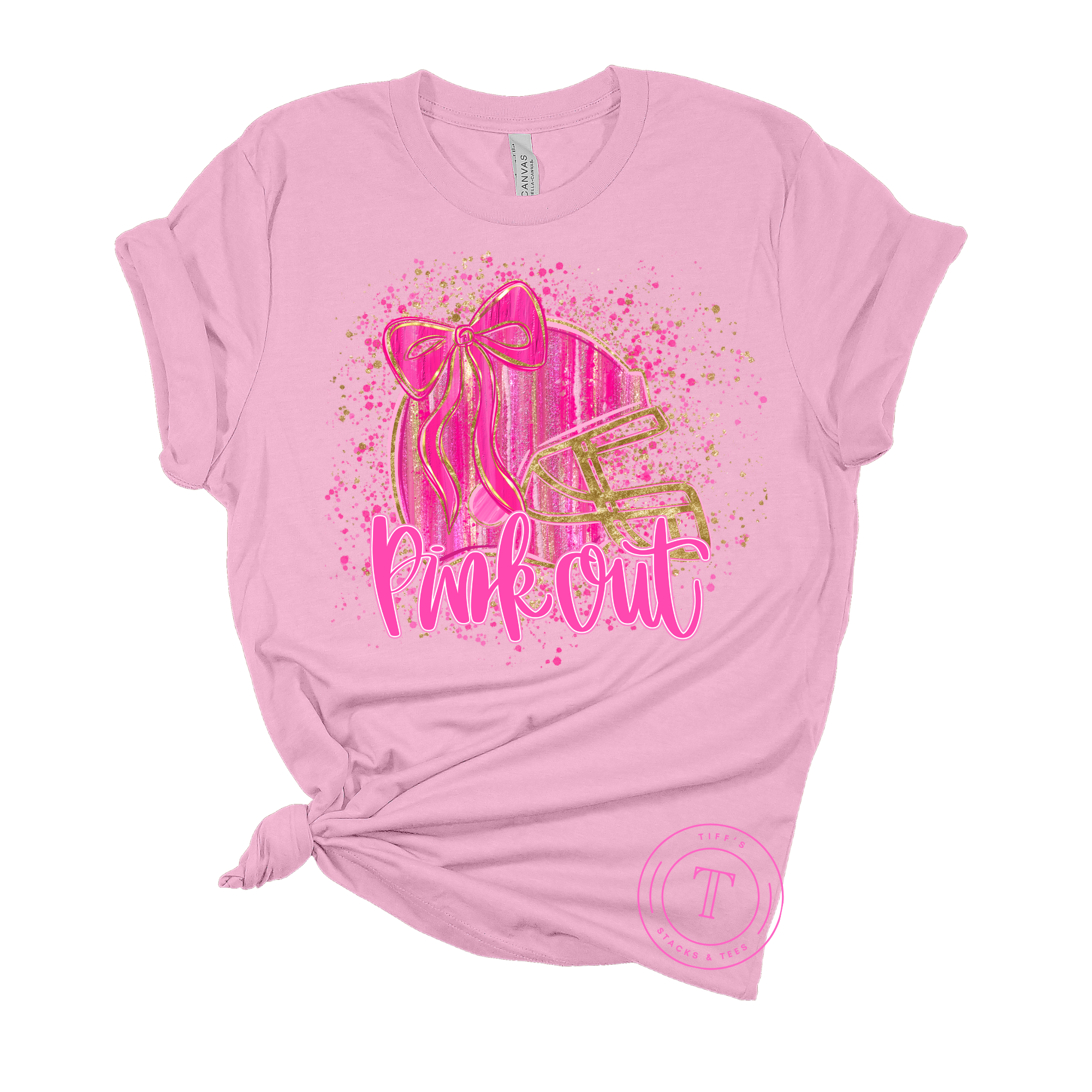 Pink Out Football Helmet Splatter