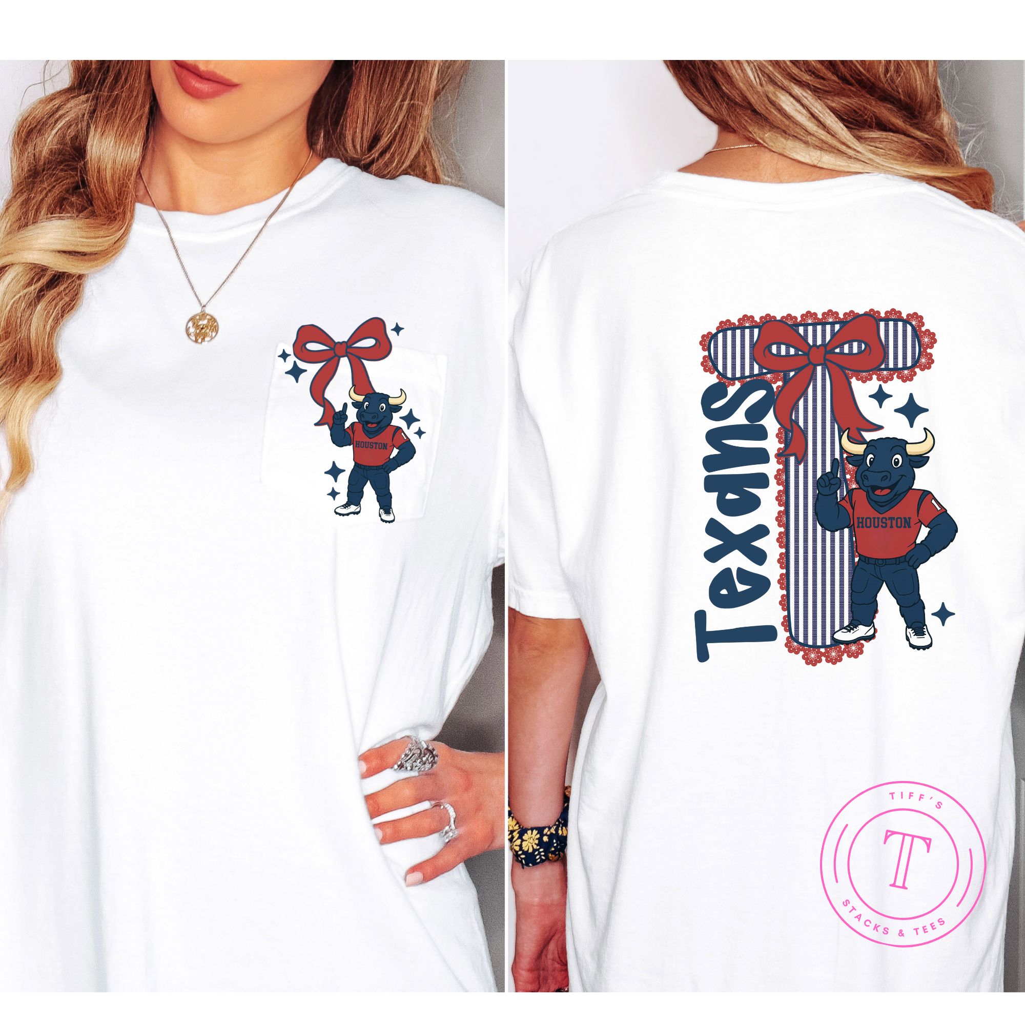 Texans Seersucker T Front & Back Youth