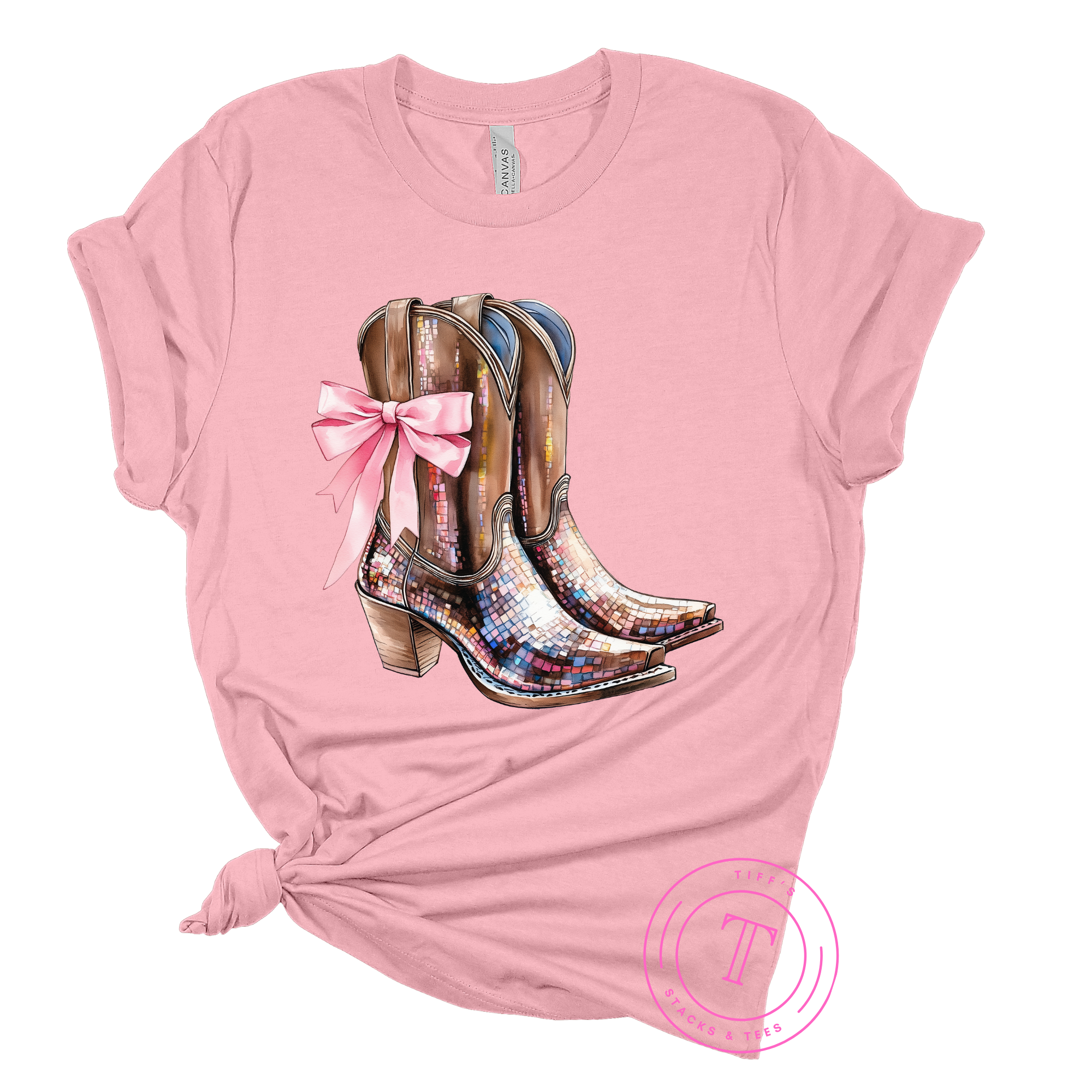 Cowboy Boots w/ Pink Coquette Bow Youth