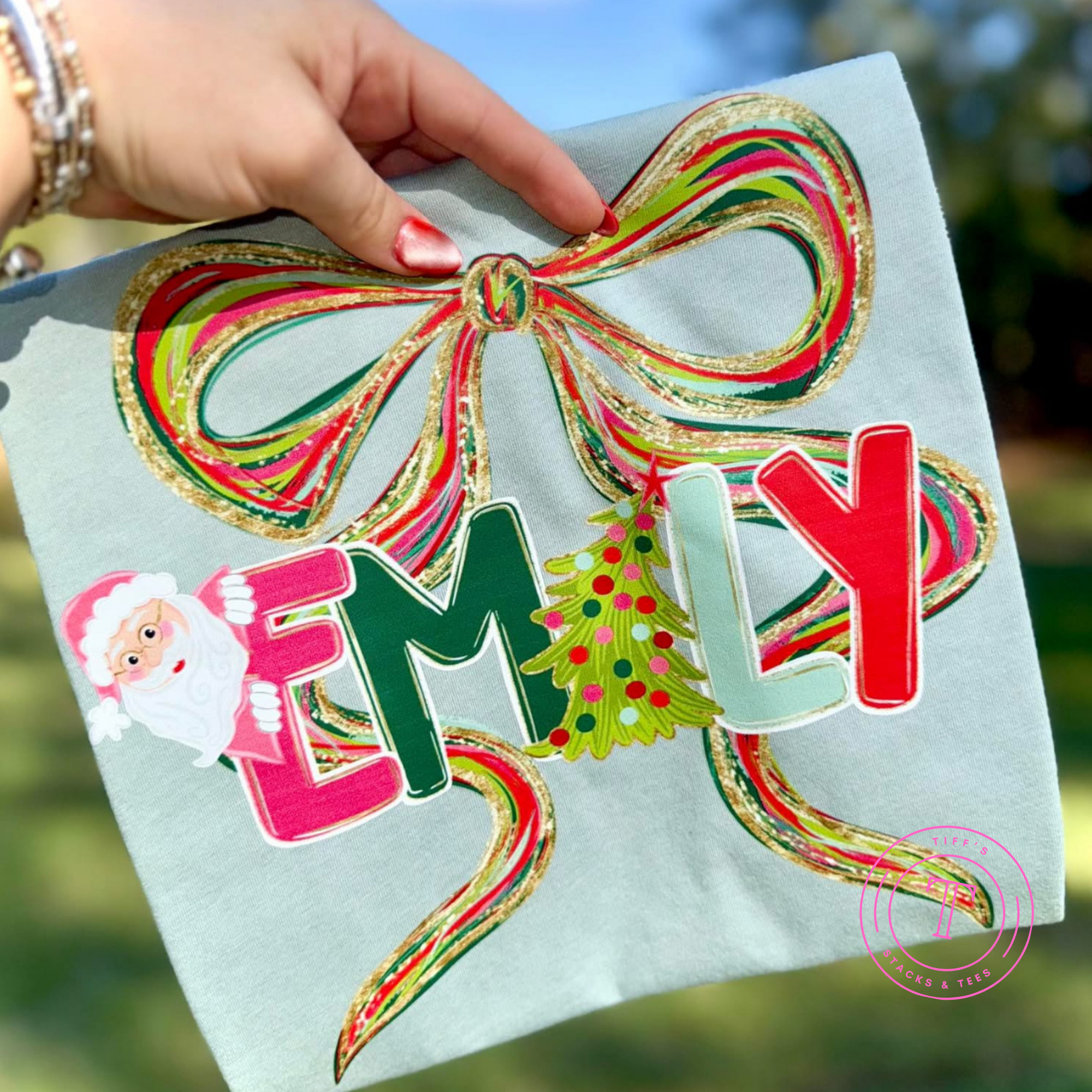 CUSTOM Christmas Preppy Name w/ Glitter Youth