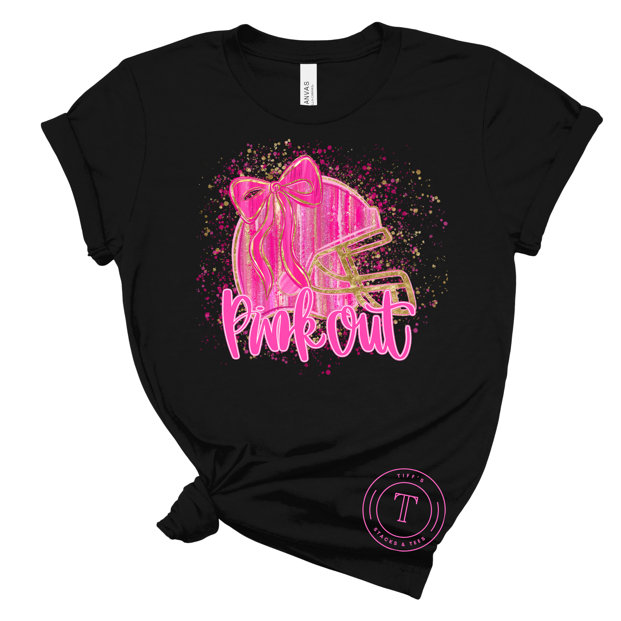 Pink Out Football Helmet Splatter