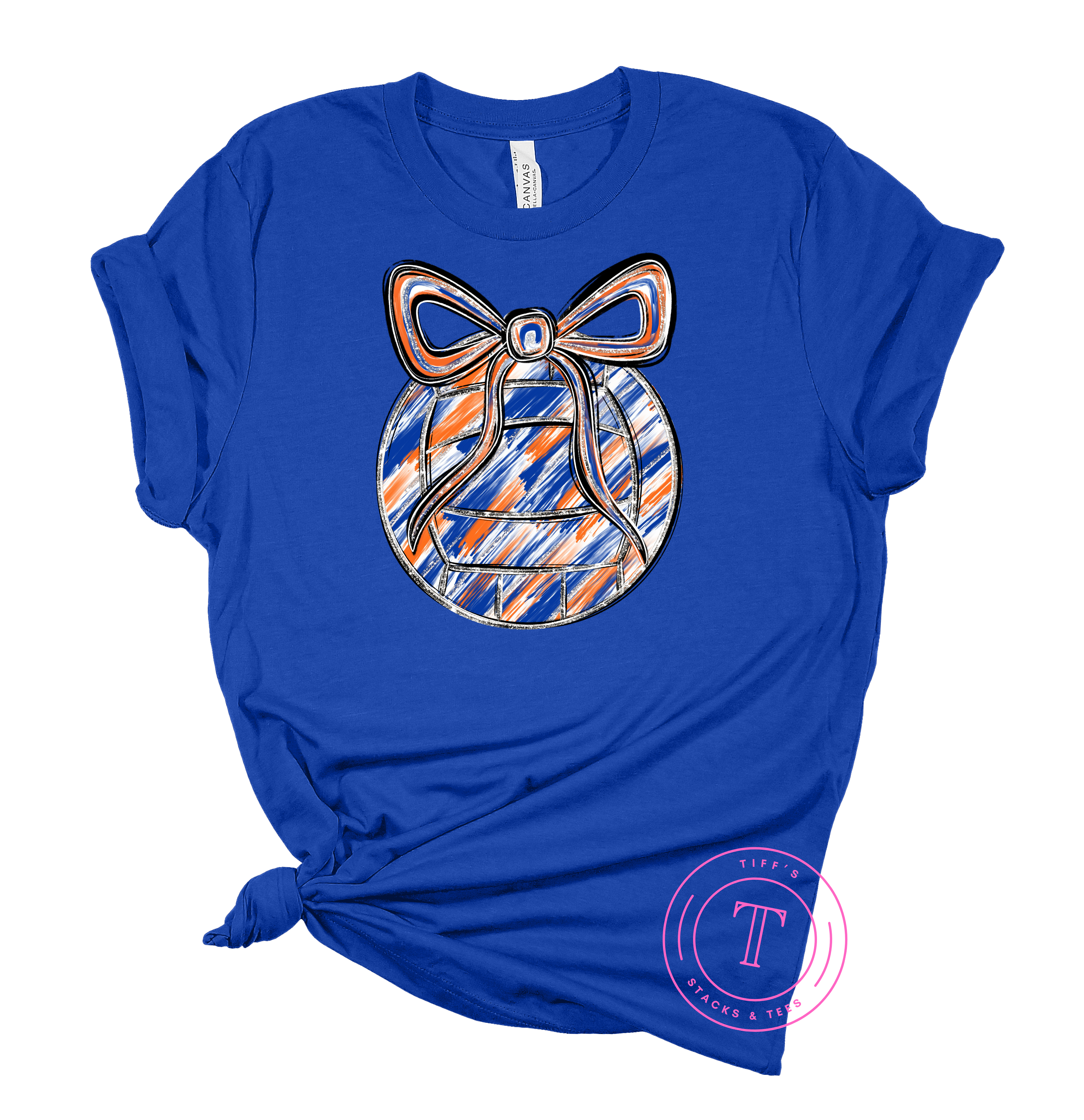 Volleyball Royal Blue & Orange Brushstroke Youth