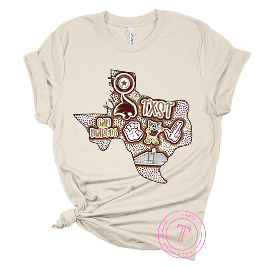 TXST Bobcats Hand Drawn Texas