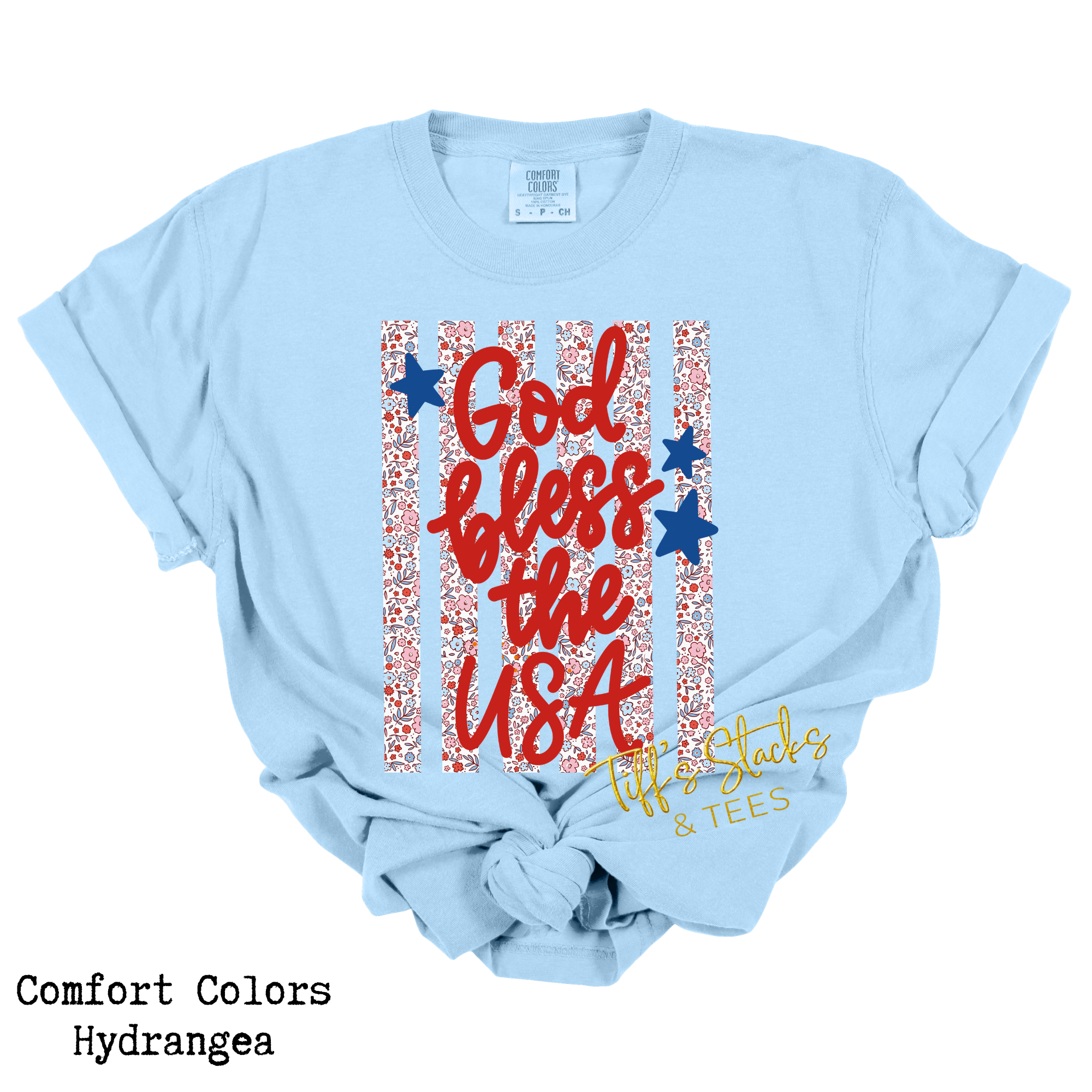 God Bless the USA Floral Striped