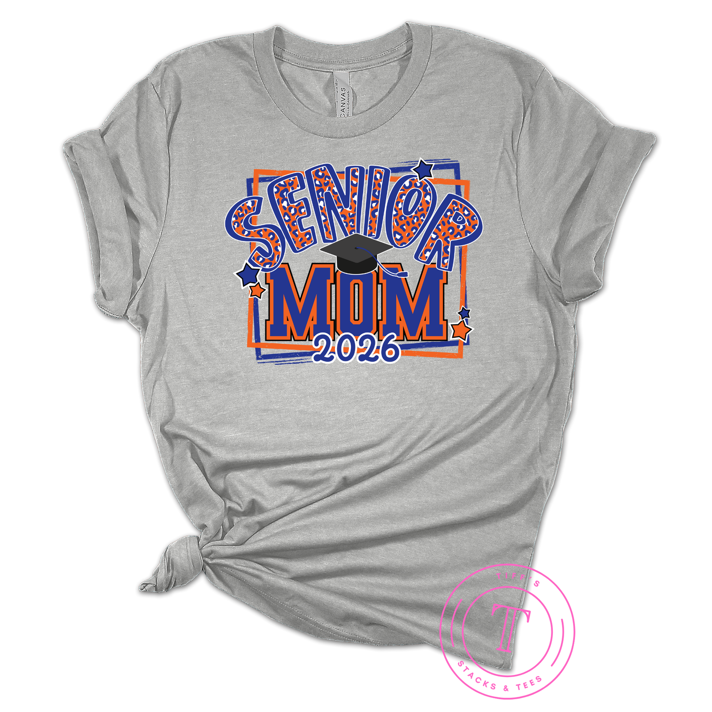Senior Mom 2026 Royal Blue & Orange Leopard
