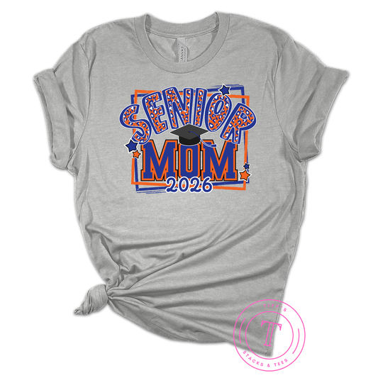 Senior Mom 2026 Royal Blue & Orange Leopard