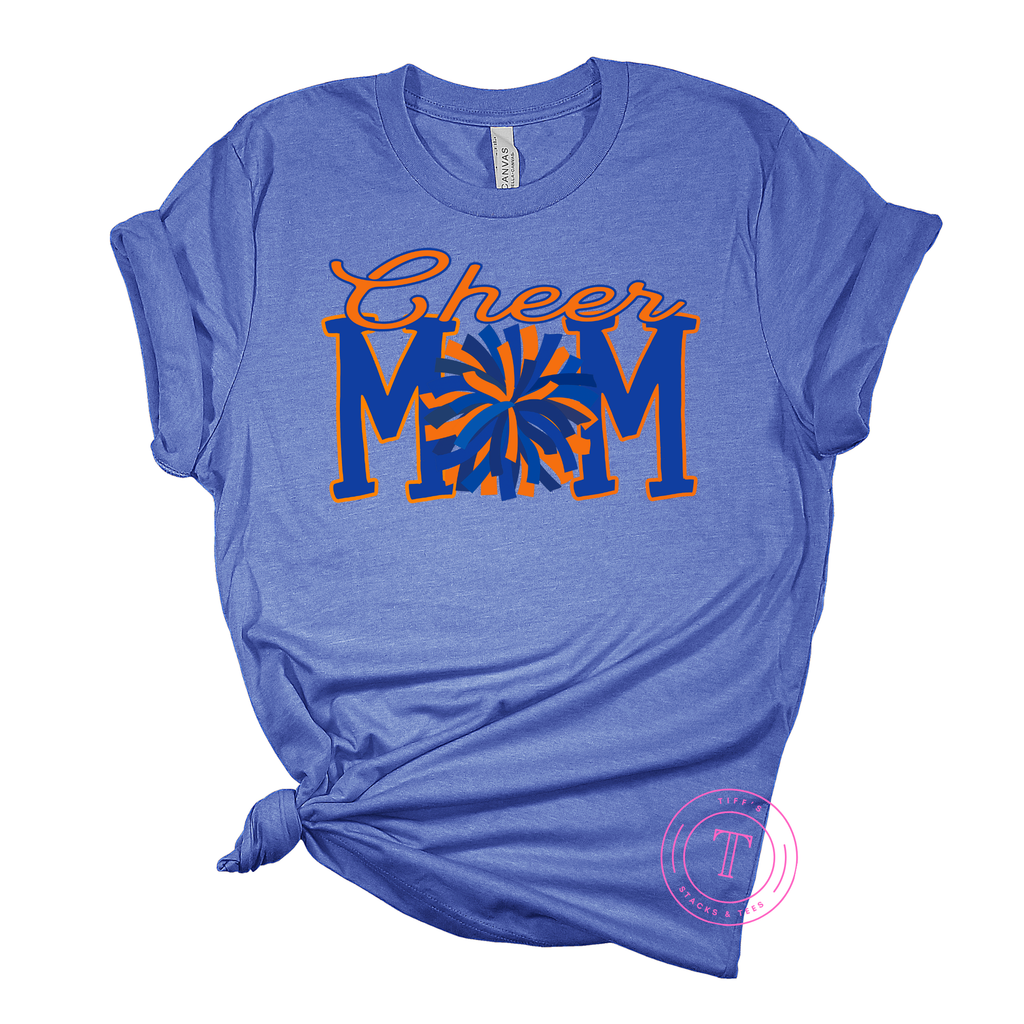 Cheer Mom w/ Pom  - Royal Blue & Orange