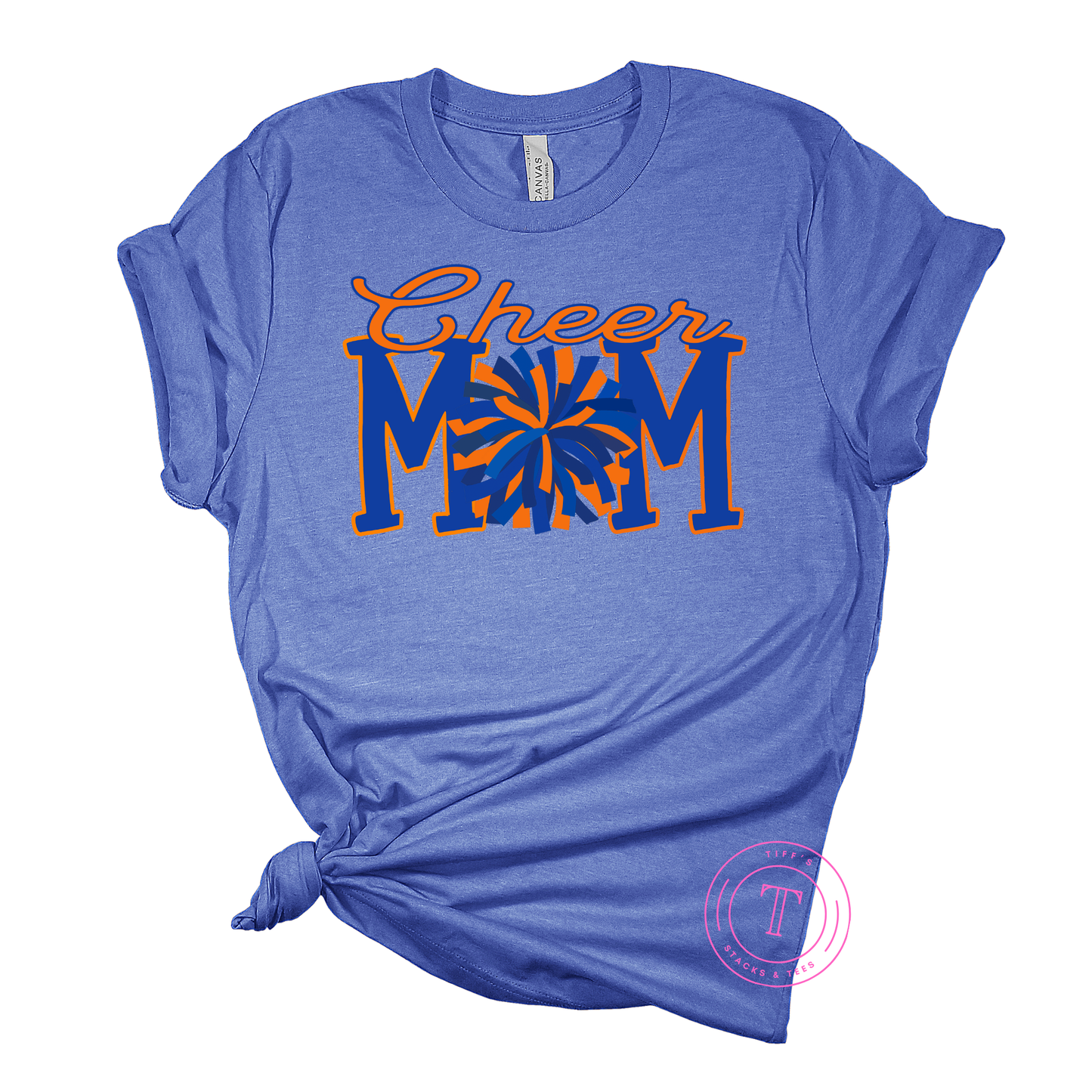 Cheer Mom w/ Pom  - Royal Blue & Orange