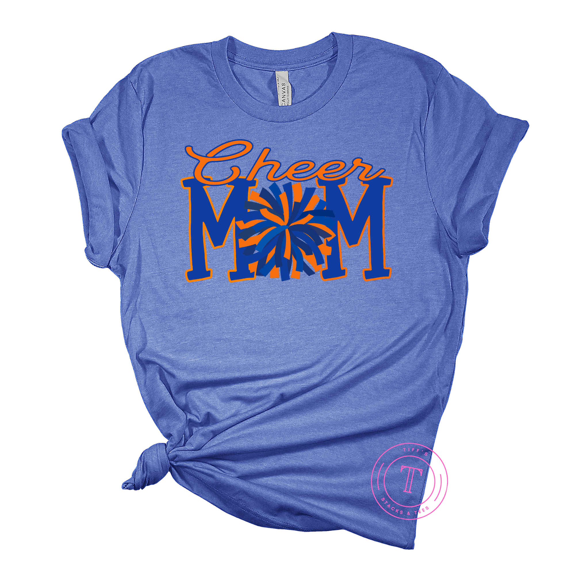 Cheer Mom w/ Pom  - Royal Blue & Orange