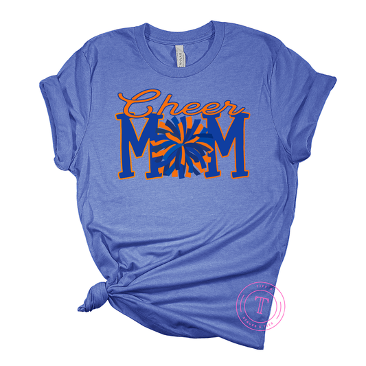 Cheer Mom w/ Pom  - Royal Blue & Orange