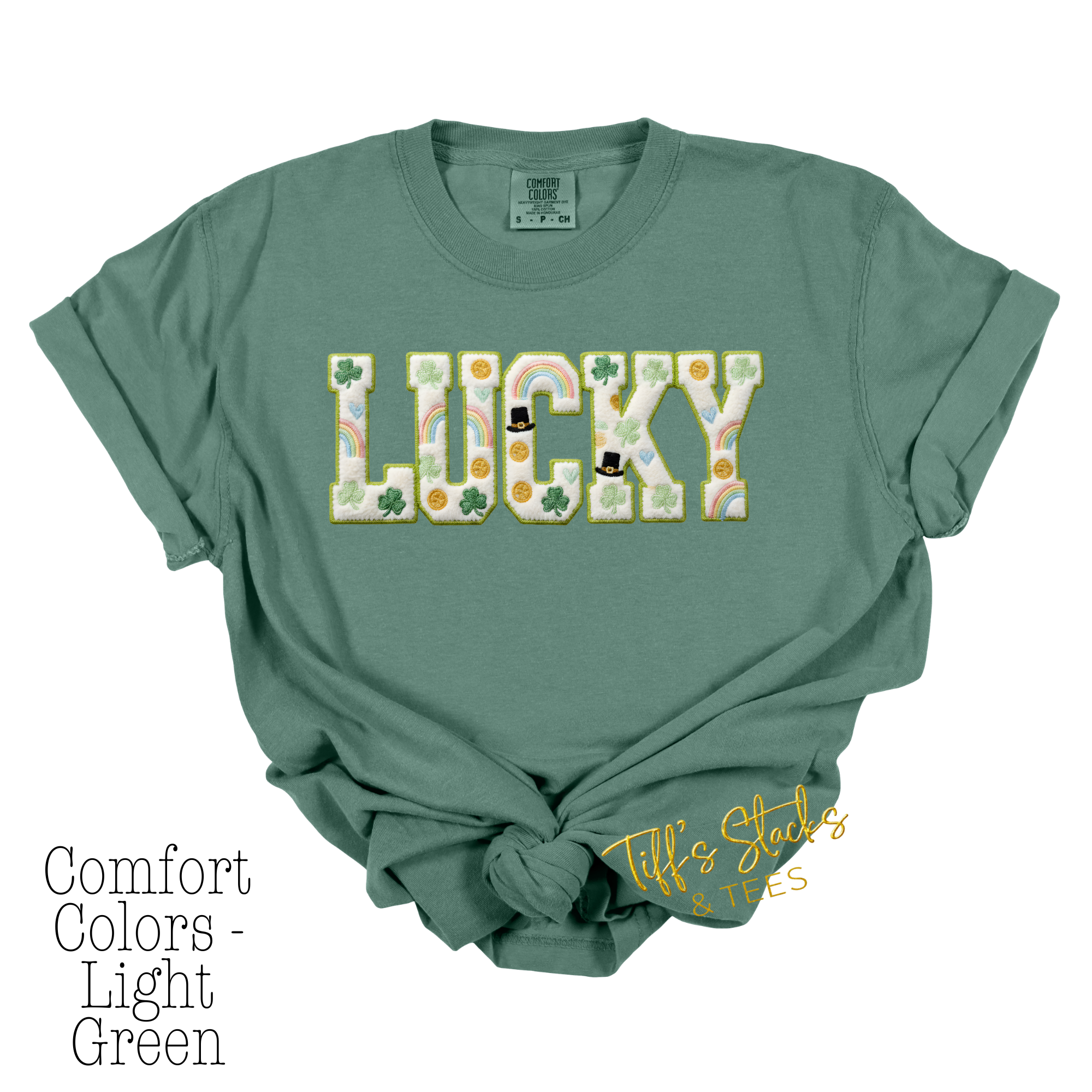 St. Patrick's Day LUCKY in faux chenille patches