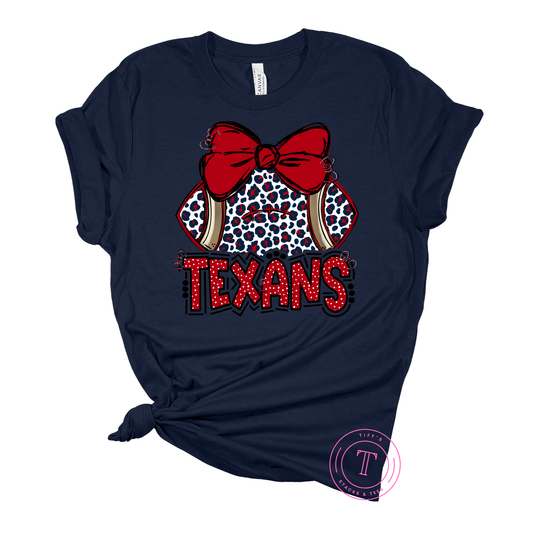 Texans Leopard Football Coquette Youth