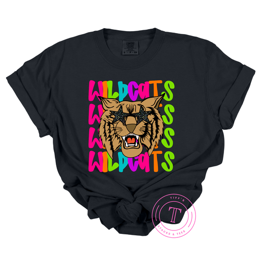 Wildcats Preppy Neon Mascot