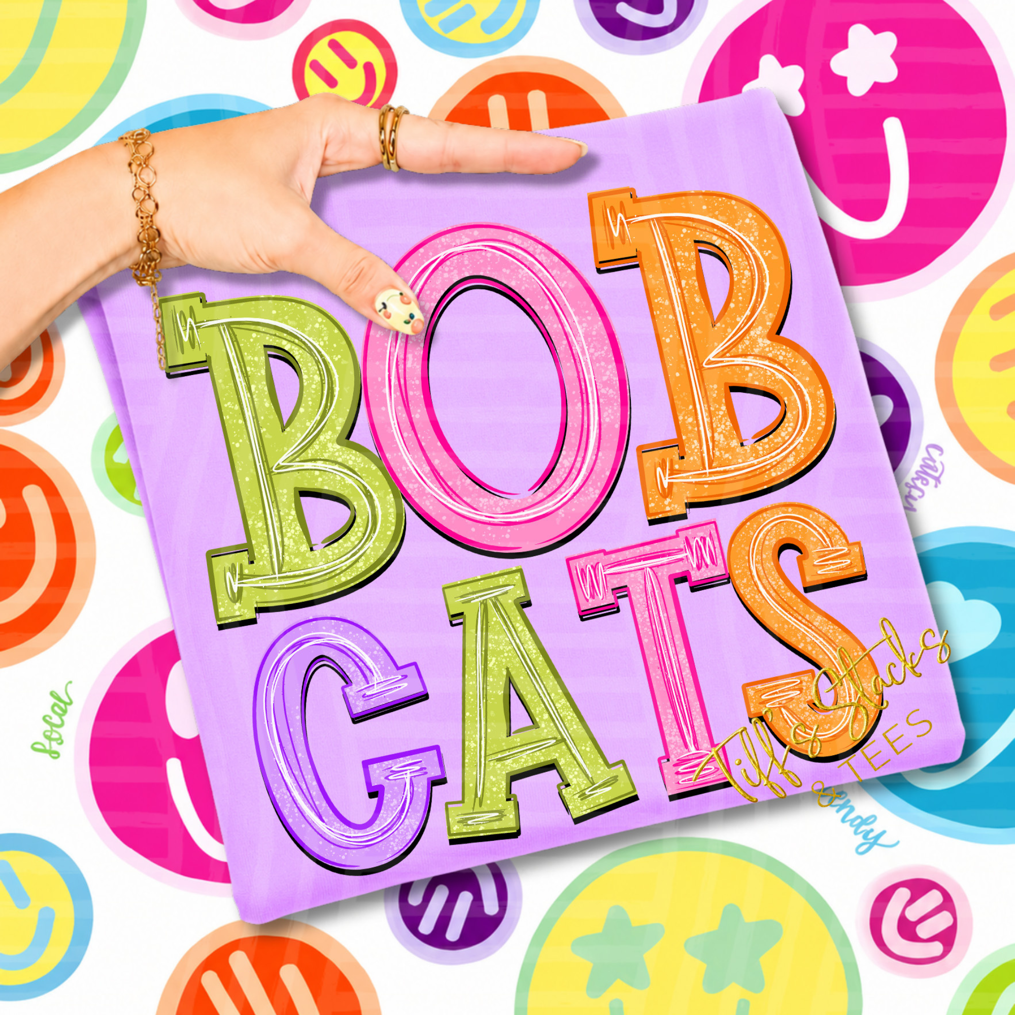 Bobcats Neon Stacked Mascot