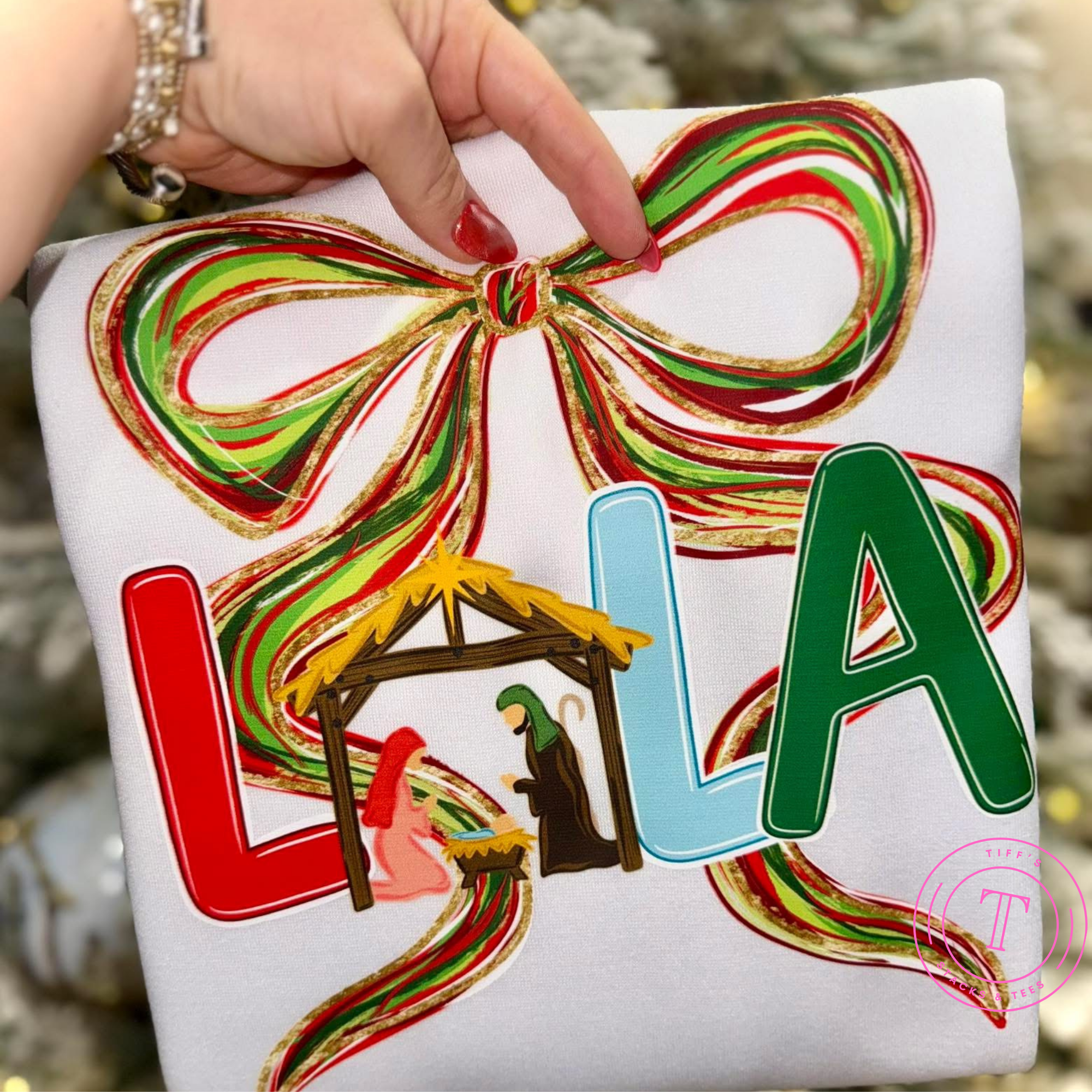 CUSTOM Christmas Preppy Name w/ Glitter Youth