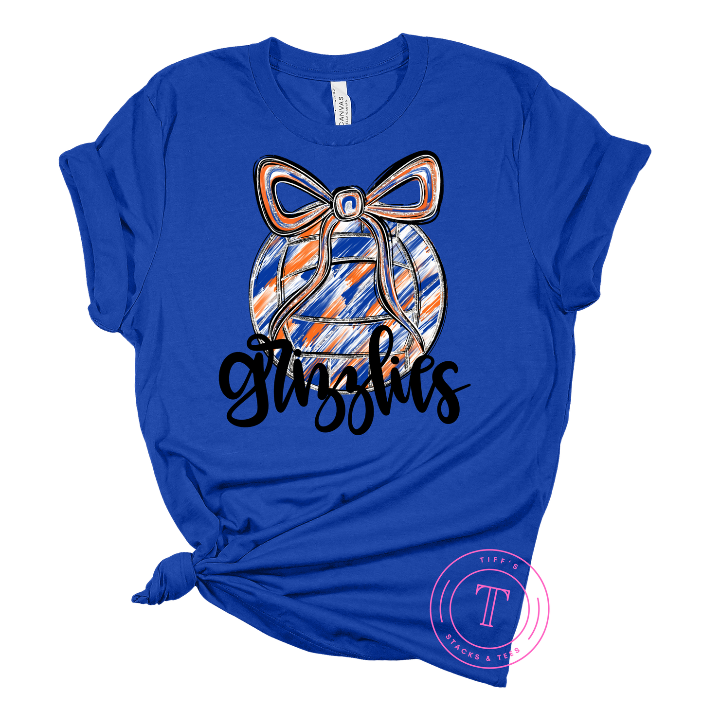 Grizzlies Volleyball Royal Blue & Orange Brushstroke