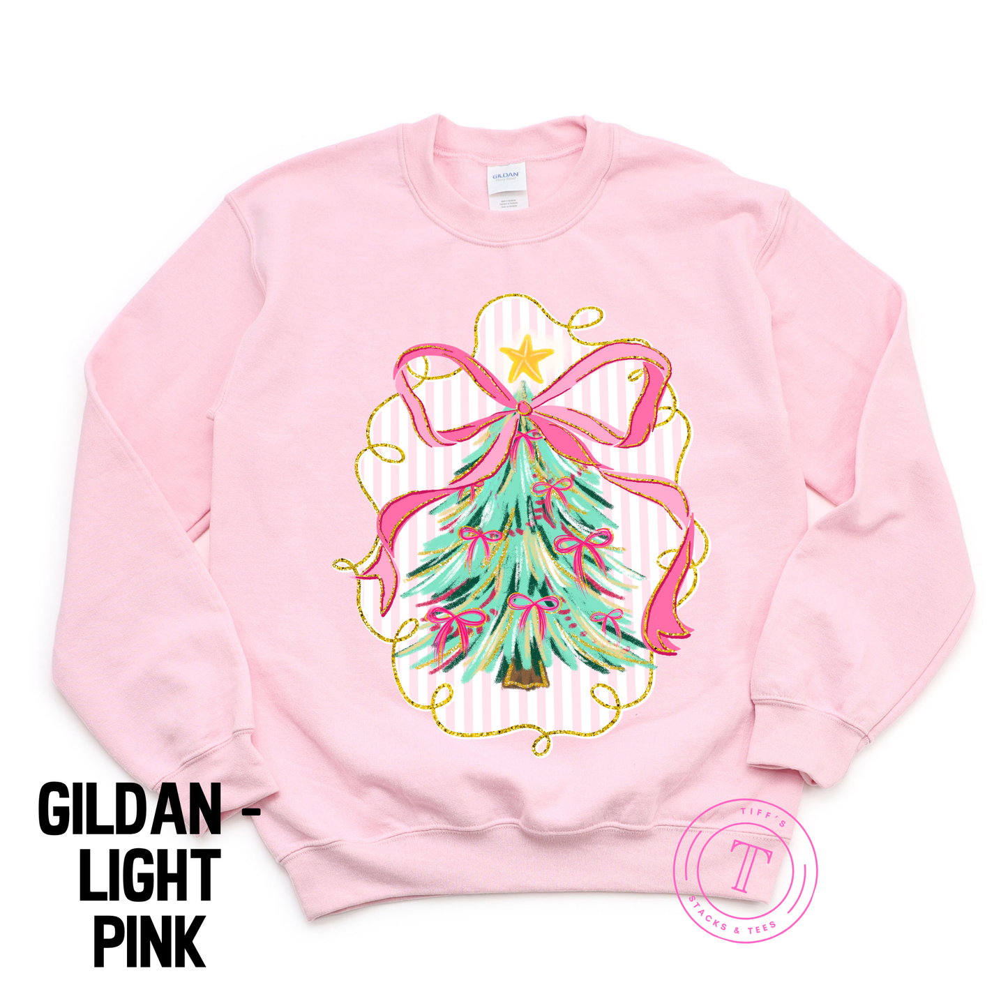 Preppy Christmas Tree Striped w/ Coquette Bow