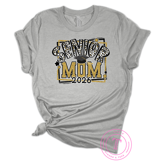 Senior Mom 2026 Royal Black & Gold Leopard