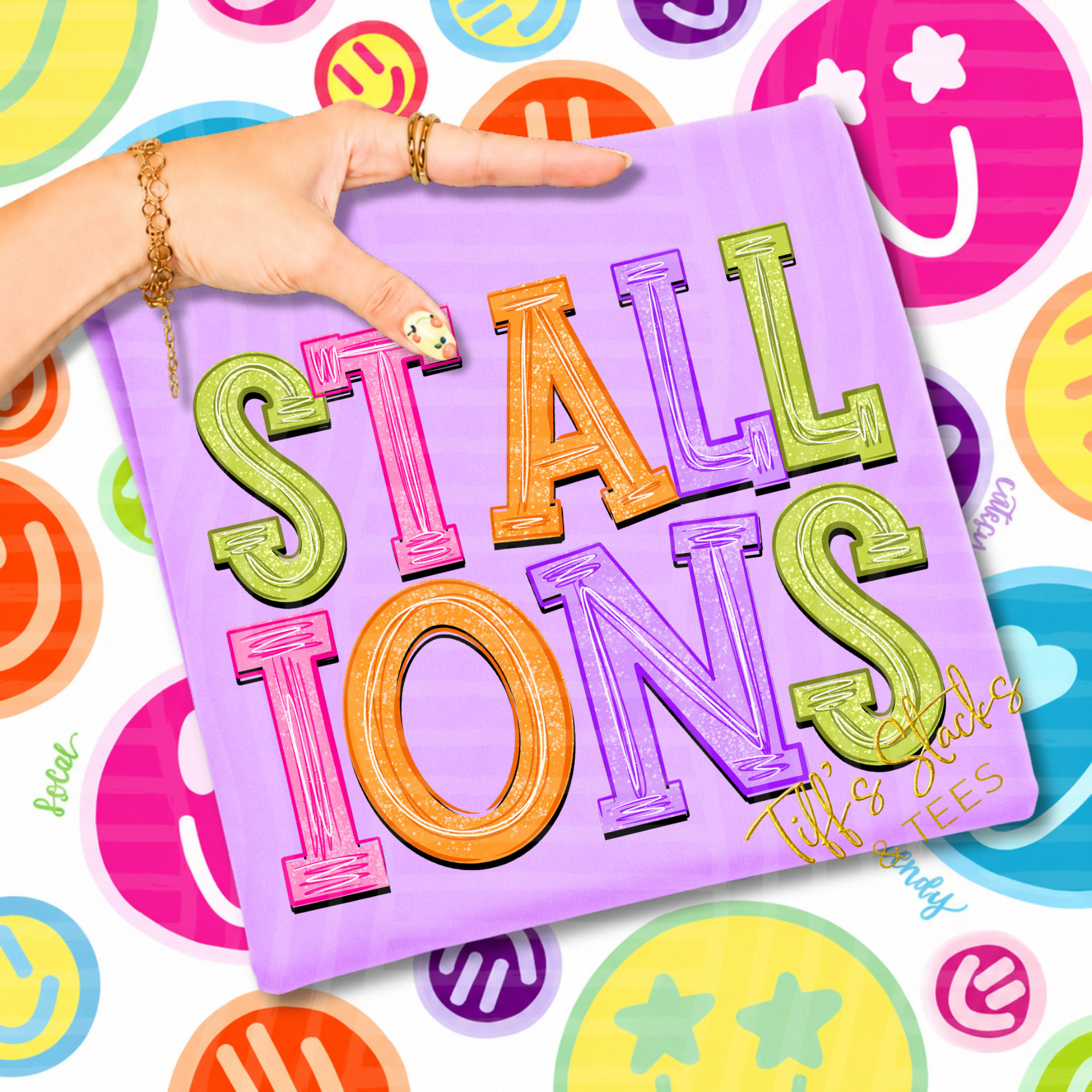 Stallions Neon Stacked Mascot