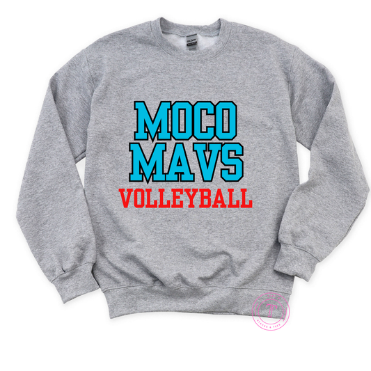 MOCO MAVS (blue) Volleyball (red) Varsity Font