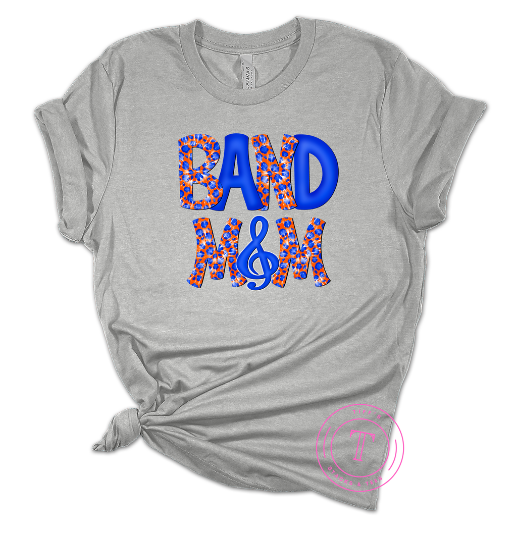 Band Mom Royal Blue & Orange Leopard