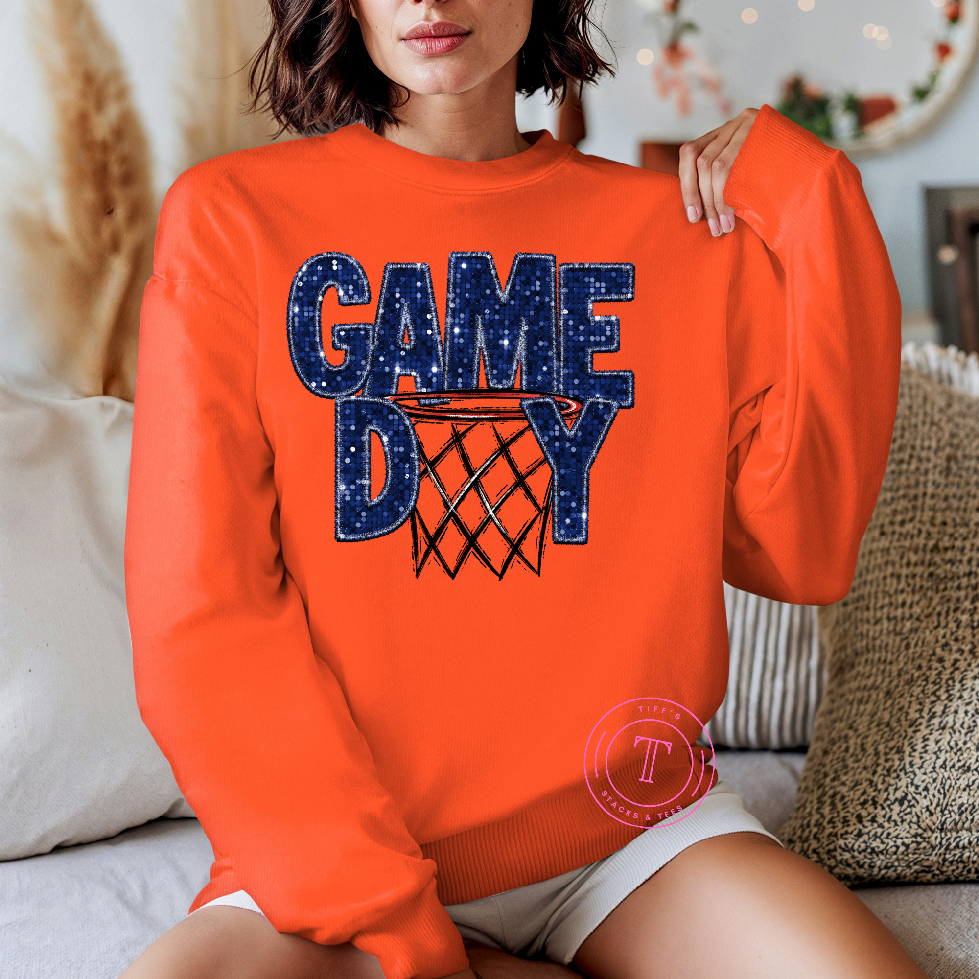 Basketball Game Day (Royal Blue) Faux Sequins